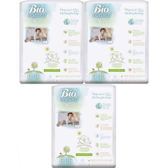 Sleepy Bio Natural 6 Numara Organik Cırtlı Bebek Bezi 3x16 Adet
