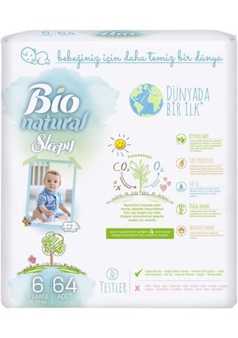 Sleepy Bio Natural 6 Numara Organik Cırtlı Bebek Bezi 3x64 Adet