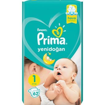 Prima 1 Numara Cırtlı Bebek Bezi 62 Adet