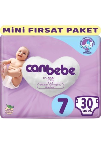 Canbebe XXL Mini Paketi 7 Numara Bantlı Bebek Bezi 30 Adet
