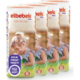 Elbebek Elite Junior 5 Numara Cırtlı Bebek Bezi 112 Adet