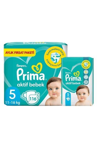 Prima Aktif Bebek 5 Numara Cırtlı Bebek Bezi 136 Adet