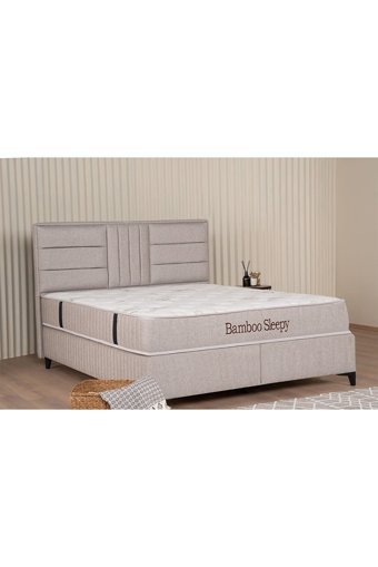 Kilim Mobilya Bamboo Sleepy 180 x 200 cm Yataklı Başlıklı Çift Kişilik Sandıklı Baza Seti Bej