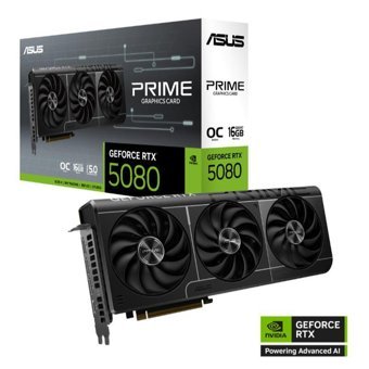 ASUS PRIME RTX5080, O16G, NVIDIA, GeForce RTX 5080, 16GB GDDR7, 256bit, OC, HDMI, 3xDP, DLSS4 Ekran Kartı