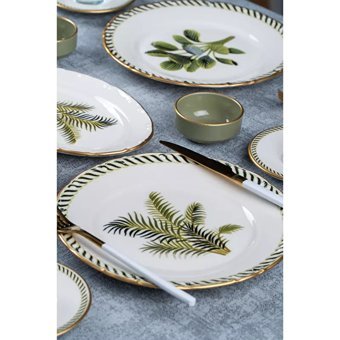 Acar Tropical Mska020 Yuvarlak Desenli 27 Parça 6 Kişilik Porselen Kahvaltı Takımı Beyaz