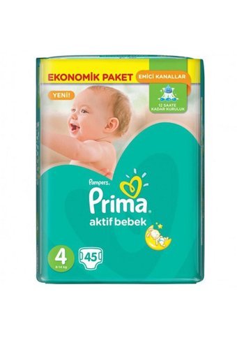 Prima Aktif Bebek 4 Numara Cırtlı Bebek Bezi 4x45 Adet