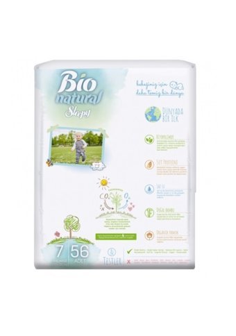Sleepy Bio Natural 7 Numara Organik Göbek Oyuntulu Cırtlı Bebek Bezi 2x56 Adet