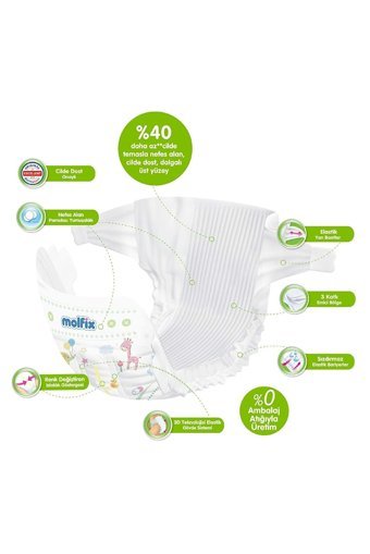 Molfix Pure & Soft 2 Numara Cırtlı Bebek Bezi 44 Adet