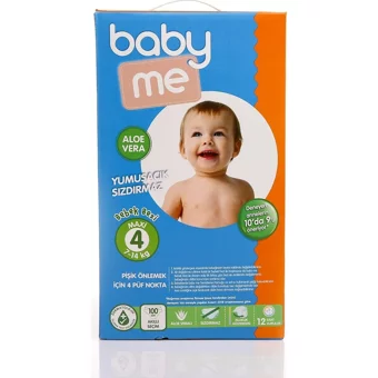 Baby&Me Aloe Vera Maxi 4 Numara Cırtlı Bebek Bezi 100 Adet