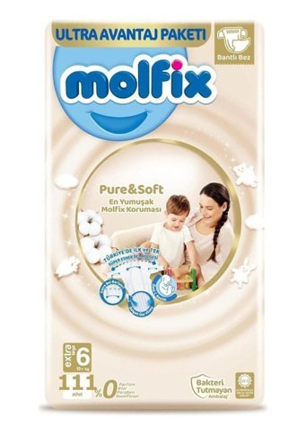 Molfix Pure & Soft 6 Numara Cırtlı Bebek Bezi 111 Adet
