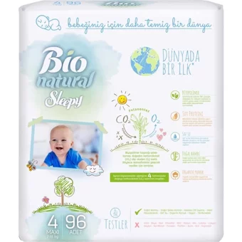 Sleepy Bio Natural 4 Numara Organik Cırtlı Bebek Bezi 2x96 Adet