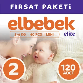 Elbebek Elite Mini 2 Numara Cırtlı Bebek Bezi 120 Adet