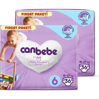 Canbebe Fırsat Paketi 6 Numara Bantlı Bebek Bezi 2x36 Adet