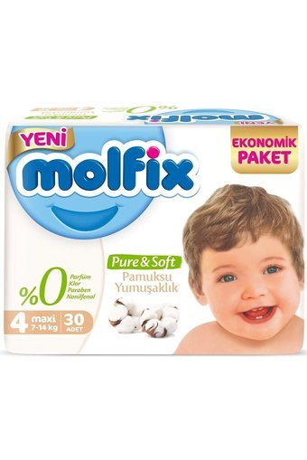 Molfix Pure & Soft 4 Numara Cırtlı Bebek Bezi 2x30 Adet