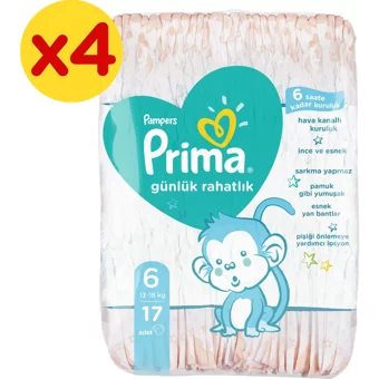Prima Günlük Rahatlık 6 Numara Cırtlı Bebek Bezi