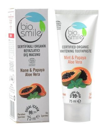 Biosmile Organik Sertifikalı Beyzlatıcı Diş Macunu Papaya-Nane-Aloe Vera 75 ml