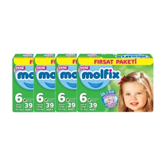 Molfix 3D Extra Large 6 Numara Cırtlı Bebek Bezi 4x39 Adet