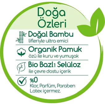 Bebem Natural Doğa Özleri 4 Numara Organik Cırtlı Bebek Bezi 180 Adet + Evony Maske 10'lu Hediyeli