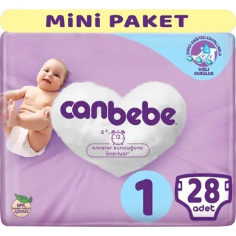 Canbebe Süper Mini Fırsat Paketi Yenidoğan 1 Numara Bantlı Bebek Bezi 4x112 Adet