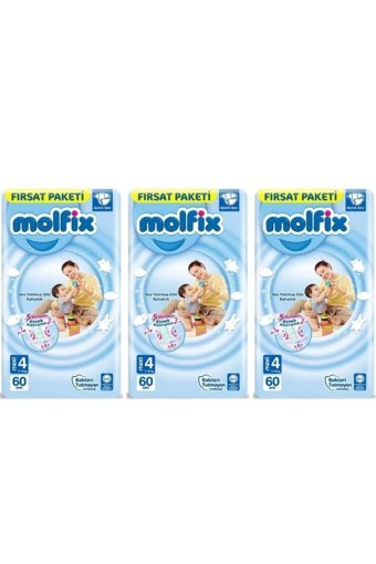 Molfix maxi 4 Numara Cırtlı Bebek Bezi 3x60 Adet