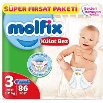 Molfix Anatomik Fit 3 Numara Külot Bebek Bezi 86 Adet