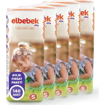 Elbebek Elite Junior 5 Numara Cırtlı Bebek Bezi 140 Adet