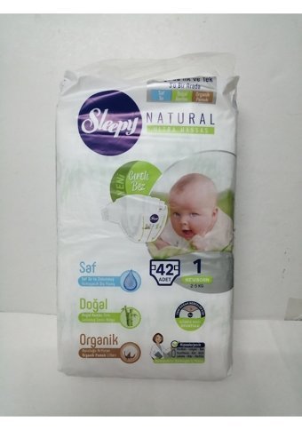 Sleepy Natural Ultra Hassas Yenidoğan 1 Numara Organik Göbek Oyuntulu Cırtlı Bebek Bezi 42 Adet