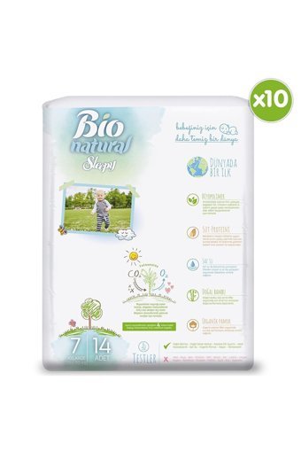 Sleepy Bio Natural 7 Numara Organik Cırtlı Bebek Bezi 140 Adet