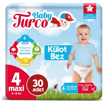 Baby Turco 4 Numara Külot Bebek Bezi 30 Adet
