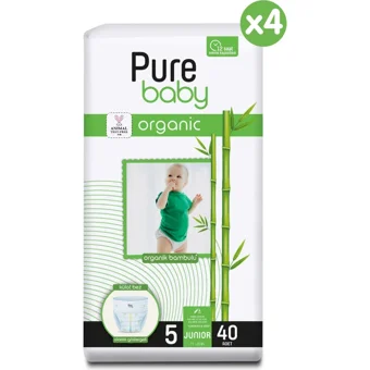 Pure Baby Pamuklu 5 Numara Organik Külot Bebek Bezi 160 Adet