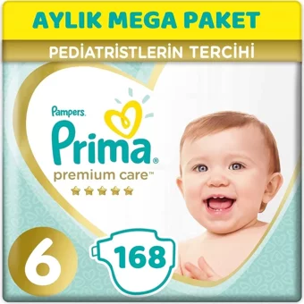 Prima Premium Care 6 Numara Cırtlı Bebek Bezi 168 Adet