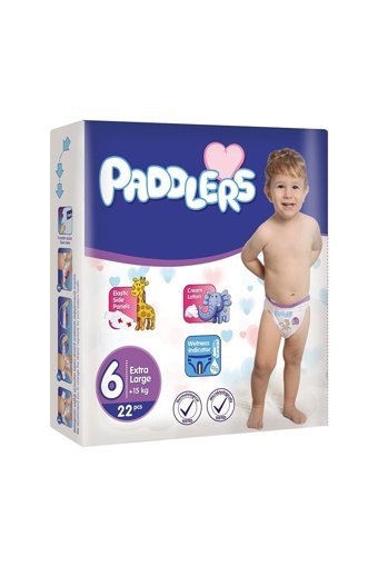 Paddlers X-Large 6 Numara Organik Cırtlı Bebek Bezi 22 Adet