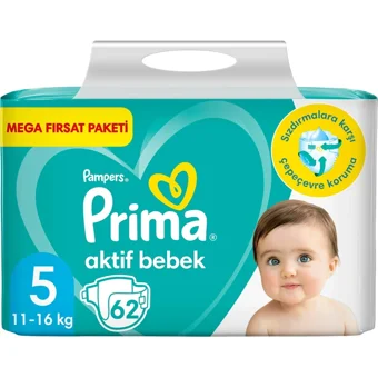 Prima Aktif Bebek 1 Numara Cırtlı Bebek Bezi 132 Adet