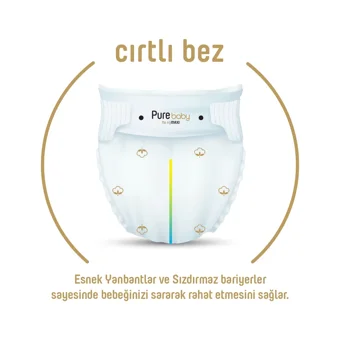 Pure Baby Pamuklu 5 Numara Organik Cırtlı Bebek Bezi 120 Adet