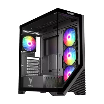VENTO VG4202FL FSP 850W GEN5 4x120mm Rainbow RGB Fan USB 3.0 Temperli Cam Siyah Gaming (Oyuncu) Kasa