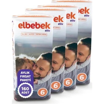 Elbebek Elite Extra Large 6 Numara Cırtlı Bebek Bezi 160 Adet