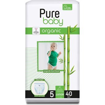 Pure Baby Pamuklu 5 Numara Organik Külot Bebek Bezi 40 Adet