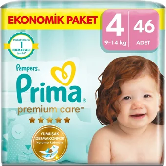 Prima Premium Care 4 Numara Cırtlı Bebek Bezi 46 Adet