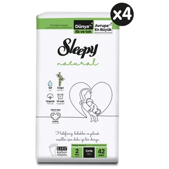 Sleepy Mini Aylık Paket 2 Numara Organik Göbek Oyuntulu Cırtlı Bebek Bezi
