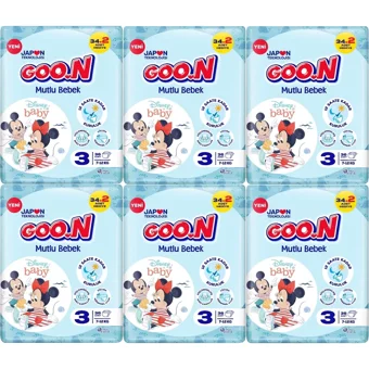 Goon Mutlu Bebek Midi 3 Numara Cırtlı Bebek Bezi 216 Adet