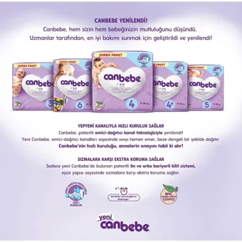 Canbebe Mini Dev Ekonomik Fırsat Paketi 2 Numara Bantlı Bebek Bezi 576 Adet + Mendil - 576 - 2: 3 - 6 kg Mini