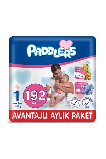 Paddlers Yenidoğan 1 Numara Organik Cırtlı Bebek Bezi 192 Adet