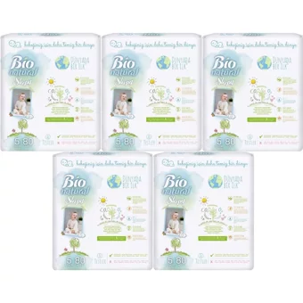 Sleepy Bio Natural 5 Numara Organik Cırtlı Bebek Bezi 5x80 Adet