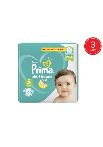 Prima Aktif Bebek Junior 5 Numara Cırtlı Bebek Bezi 3x29 Adet