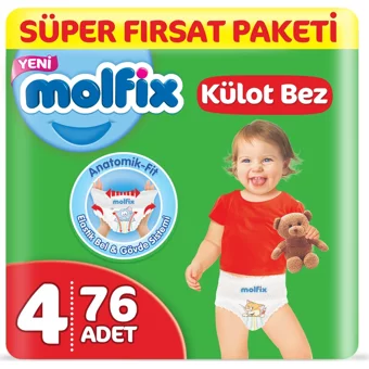 Molfix Anatomik Fit 4 Numara Külot Bebek Bezi 76 Adet