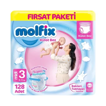 Molfix Süper Yumuşak 3 Numara Külot Bebek Bezi 2x64 Adet