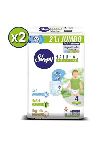 Sleepy Natural Ultra Hassas 4 Numara Organik Külot Bebek Bezi 120 Adet