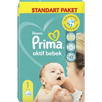 Prima Aktif Bebek 1 Numara Cırtlı Bebek Bezi 44 Adet