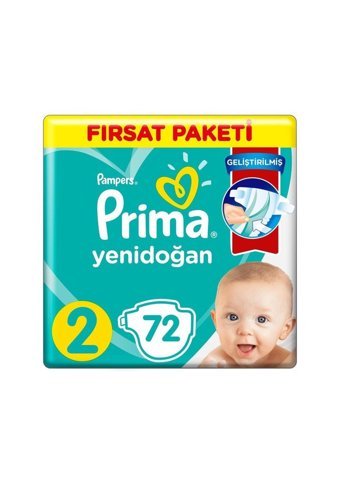 Prima Geliştirilmiş Yenidoğan 1 Numara Göbek Oyuntulu Cırtlı Bebek Bezi 3x72 Adet