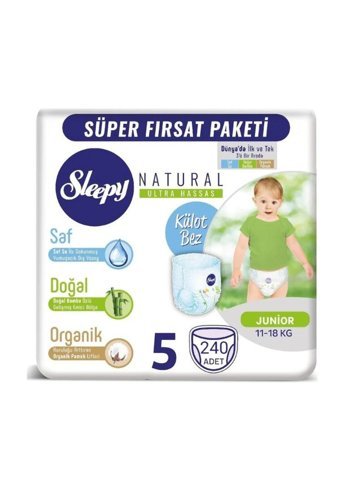Sleepy Natural 5 Numara Organik Külot Bebek Bezi 240 Adet